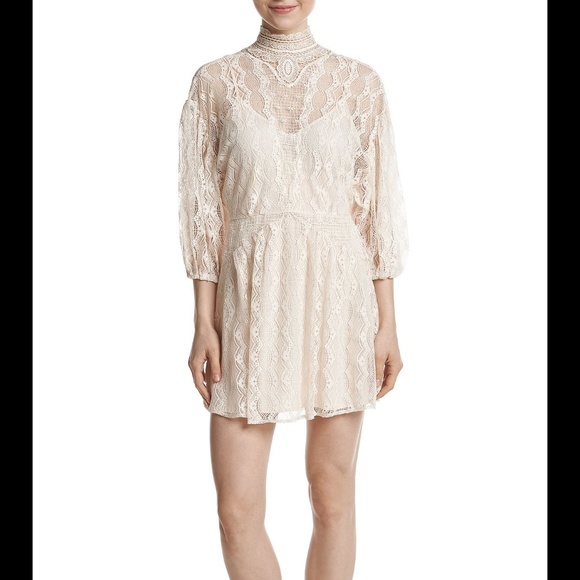 Free People Dresses & Skirts - Free People Lace Cream Mini Dress.